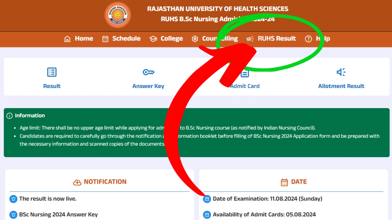 RUHS B.Sc Nursing 1st Sem Result 