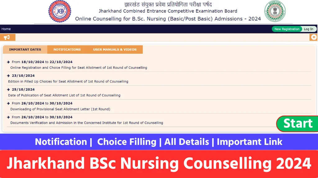 Jharkhand BSc Nursing Counselling 2024