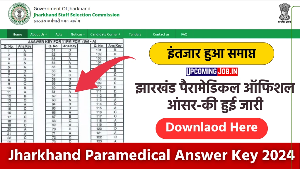 Jharkhand Paramedical Answer Key 2024