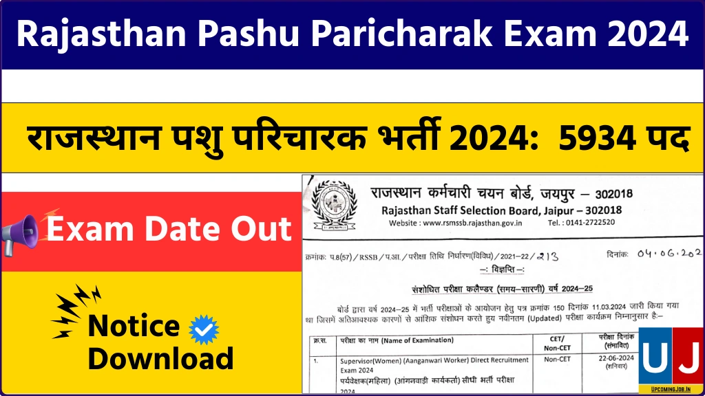 Rajasthan Pashu Paricharak Exam Date 2024